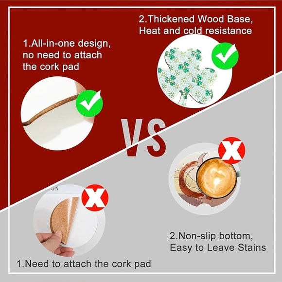 2/$16 - No. 09 - Sparkly, Diamond Art Shamrock Clover Holiday Coaster, Green - Picture 11 of 17